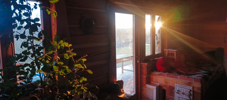 Przytulne wnętrze z widokiem na taras